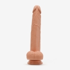 10 Inch Realistic Dildo with Suction Cup and Balls, Silicone Material, Dual Density, Tan - Front