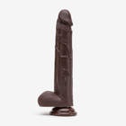 10 Inch Realistic Dildo with Suction Cup and Balls, Silicone Material, Brown - Swatch