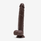 10 Inch Realistic Dildo with Suction Cup and Balls, Silicone Material, Triple Density, Brown - Angle