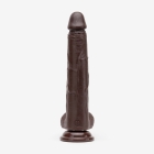 10 Inch Realistic Dildo with Suction Cup and Balls, Silicone Material, Triple Density, Brown - Back