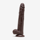 12 Inch Realistic Dildo with Suction Cup and Balls, Silicone Material, Brown - Swatch