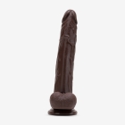 12 Inch Realistic Dildo with Suction Cup and Balls, Silicone Material, Triple Density, Brown - Front