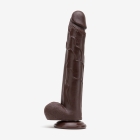 12 Inch Realistic Dildo with Suction Cup and Balls, Silicone Material, Triple Density, Brown - Left