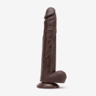 12 Inch Realistic Dildo with Suction Cup and Balls, Silicone Material, Triple Density, Brown - Right