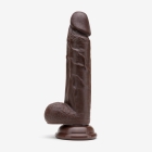 6 Inch Realistic Dildo with Suction Cup and Balls, Silicone Material, Dual Density, Brown - Left