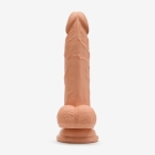 6 Inch Realistic Dildo with Suction Cup and Balls, Silicone Material, Dual Density, Tan - Front