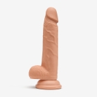 6 Inch Realistic Dildo with Suction Cup and Balls, Silicone Material, Dual Density, Tan - Left