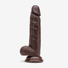 6 Inch Realistic Dildo with Suction Cup and Balls, Silicone Material, Brown - Swatch