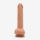 8 Inch Realistic Dildo with Suction Cup and Balls, Silicone Material, Dual Density, Tan - Front