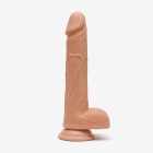 8 Inch Realistic Dildo with Suction Cup and Balls, Silicone Material, Dual Density, Tan - Right