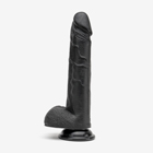 8 Inch Realistic Dildo with Suction Cup and Balls, Silicone Material, Black - Swatch