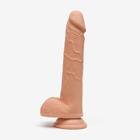 8 Inch Realistic Dildo with Suction Cup and Balls, Silicone Material, Tan - Swatch