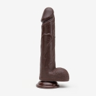 8 Inch Realistic Dildo with Suction Cup and Balls, Silicone Material, Triple Density, Brown - Right